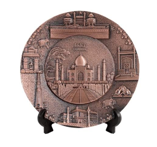 POCKTOWN INTERNATIONAL POCKTOWN INTERNATIONAL Gift Items for Home Decoration Dinning Plate Taj Mahal Gift India Souvenir Gifts India Showpiece Decorative Items Foreign Friends Handcrafted Gift Brown two piece plate shot glass combo - Image 4