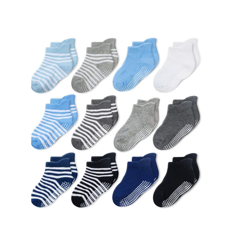 SOLARAE 12 Pairs Anti Slip Toddler Socks Non Skid Ankle Socks with Grips for Baby Toddler Kids Boys Girls Kids Years - Image 1