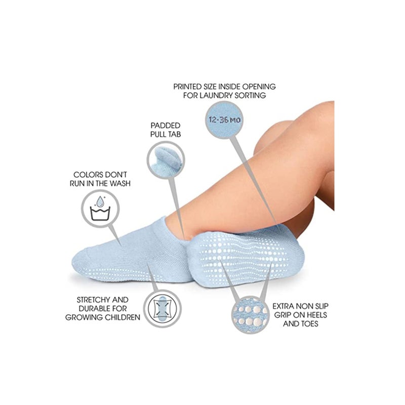 SOLARAE 12 Pairs Anti Slip Toddler Socks Non Skid Ankle Socks with Grips for Baby Toddler Kids Boys Girls Kids Years - Image 3