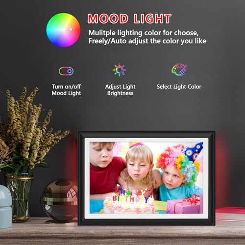 akimart إطار صور رقمي FRAMEO بحجم 10.1 بوصة وذاكرة 32 جيجابايت مع ضوء LED، شاشة لمس IPS LCD بدقة 1280x800، دوران تلقائي للصور العمودية والأفقية، تخزين 32 جيجابايت، مشاركة اللحظات على الفور عبر تطبيق FRAMEO من أي مكان - Image 4