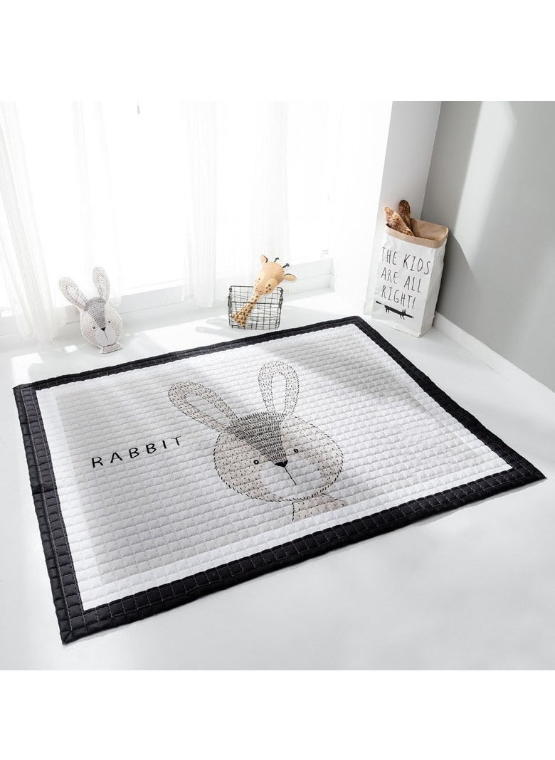 Junior Kingdom Rabbit Baby Playmat (145x195cm) - Soft Cotton Baby Crawling Mat with Rabbit Design for Tummy Time, Ideal for Infants, Kids, Baby Showers, Birthdays & Cotton Blanket Use  - Image 1