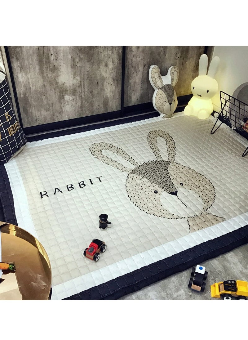Junior Kingdom Rabbit Baby Playmat (145x195cm) - Soft Cotton Baby Crawling Mat with Rabbit Design for Tummy Time, Ideal for Infants, Kids, Baby Showers, Birthdays & Cotton Blanket Use  - Image 2