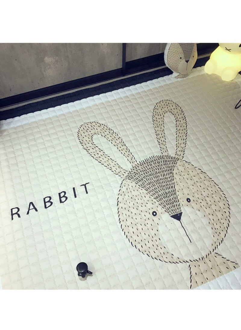 Junior Kingdom Rabbit Baby Playmat (145x195cm) - Soft Cotton Baby Crawling Mat with Rabbit Design for Tummy Time, Ideal for Infants, Kids, Baby Showers, Birthdays & Cotton Blanket Use  - Image 4