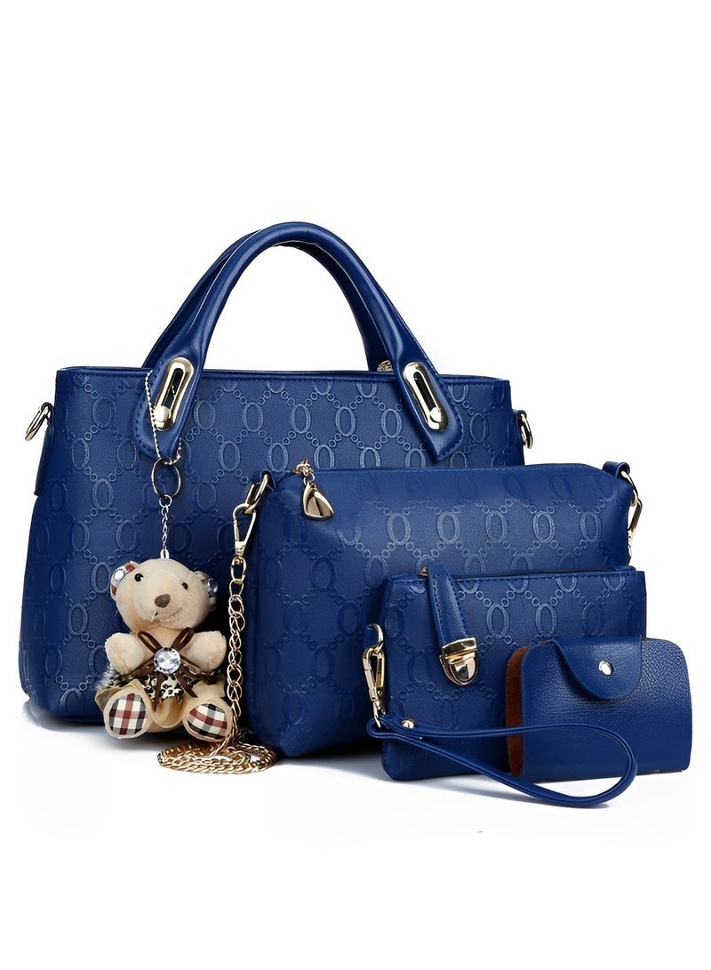 REOCLE Womens 4 Pcs Handbags Set Top Handle Shoulder Crossbody Bag Handle Satchel Hobo Handbag Set Large Tote  Purse  Shoulder Bag  Card Holder Tote Bag - Image 2