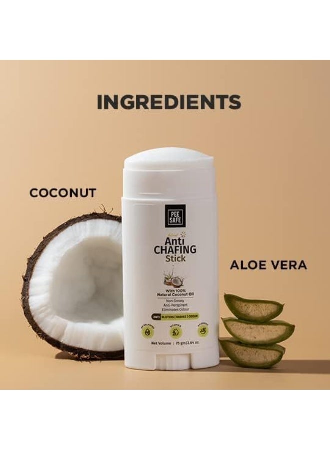 PEESAFE Pee Safe Anti Chafing Stick For Men & Women | 75gm | For Underarm, Inner Thighs and Other Effected Area by Blisters, Rashes & Odour | Anti Rash Cream | 100% Natural Coconut Oil | Paraben & Silicone - Image 4