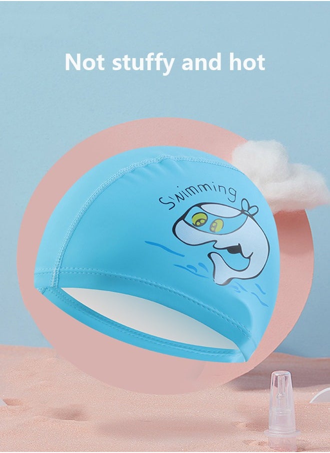 Fazza - 4-Piece Set of Children's Swimming Caps with Goggles and Nose Clip Earplugs, Suitable for both Girls and Boys, Silicone Waterproof Swimming and Swimming Caps - Image 1
