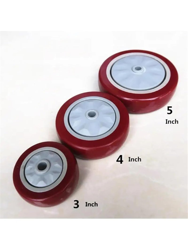 3 Inch Red Polyurethane Silent Caster Medium Single Wheel Cart - Image 4