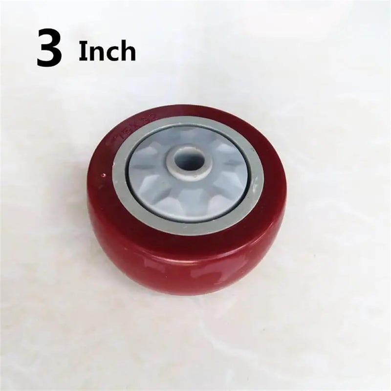 3 Inch Red Polyurethane Silent Caster Medium Single Wheel Cart - Image 3