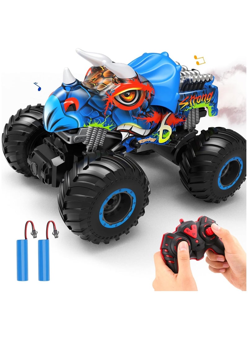 Soofam Remote Control Monster Trucks for Boys Age 4-7 8-12 Year Old - RC Dinosaur Car Toys for Kids, Ideas Birthday Gifts, 2.4 GHz Multi-Terrain Off-Road Cars with Music Lights Spray (Dinosaur Monster Truck) - Image 1