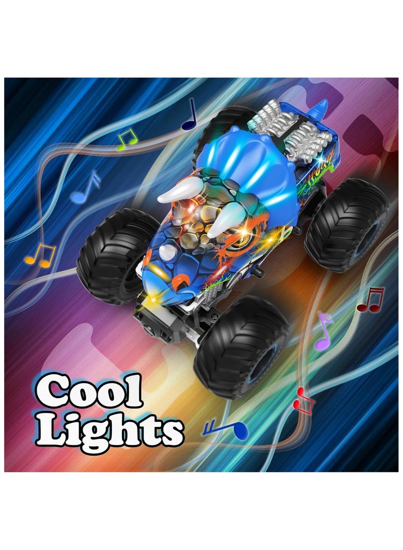 Soofam Remote Control Monster Trucks for Boys Age 4-7 8-12 Year Old - RC Dinosaur Car Toys for Kids, Ideas Birthday Gifts, 2.4 GHz Multi-Terrain Off-Road Cars with Music Lights Spray (Dinosaur Monster Truck) - Image 5