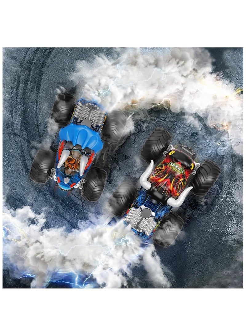 Soofam Remote Control Monster Trucks for Boys Age 4-7 8-12 Year Old - RC Dinosaur Car Toys for Kids, Ideas Birthday Gifts, 2.4 GHz Multi-Terrain Off-Road Cars with Music Lights Spray (Dinosaur Monster Truck) - Image 2