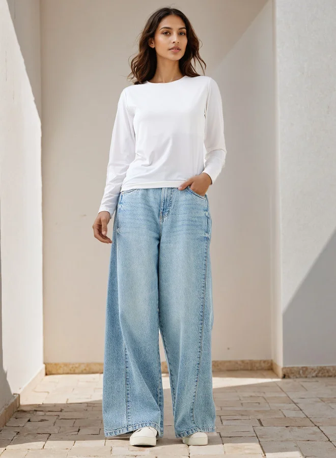 سبلاش فيڤ تيشيرت بياقة دائرية وخطوط بارزة