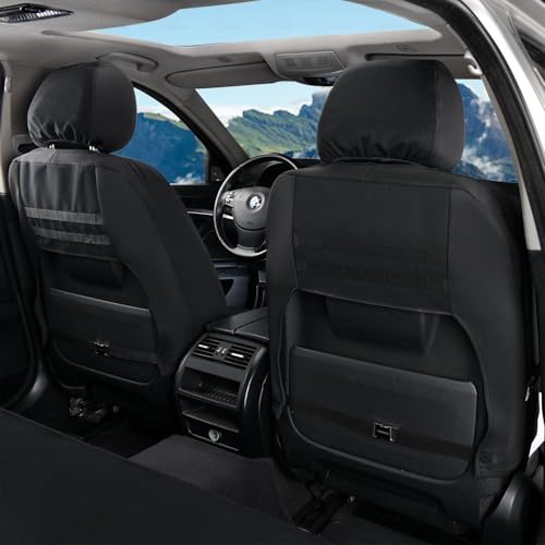 Coverado Car Seat Covers Front Canvas Universal Seat Covers for Cars 2Pack Car Seat Cushions Auto Seats Protectors for Kids Dogs Driver Seat Covers Fit for Most Vehicles Trucks SUVsBlack - Image 3