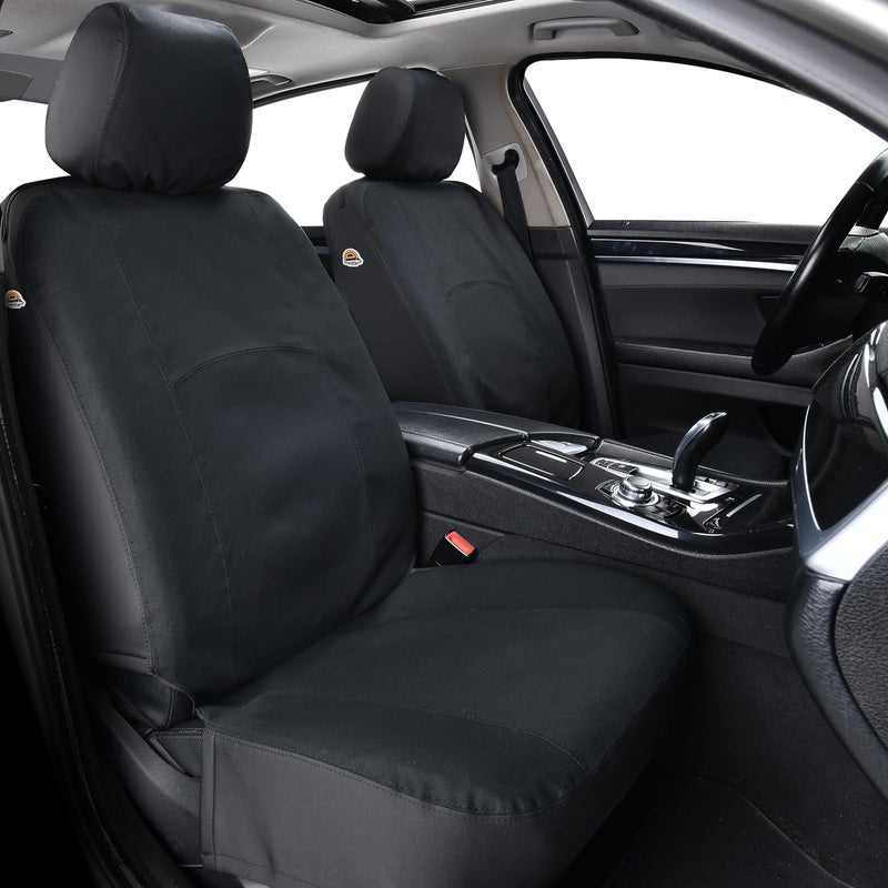 Coverado Car Seat Covers Front Canvas Universal Seat Covers for Cars 2Pack Car Seat Cushions Auto Seats Protectors for Kids Dogs Driver Seat Covers Fit for Most Vehicles Trucks SUVsBlack - Image 2