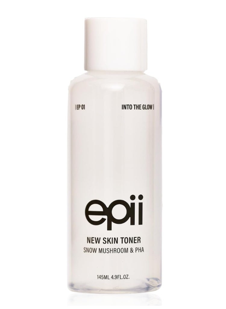 epii New Skin Toner Into The Glow 145ml – Snow Mushroom & PHA Exfoliating Brightening Toner for Glowing Skin - Image 1
