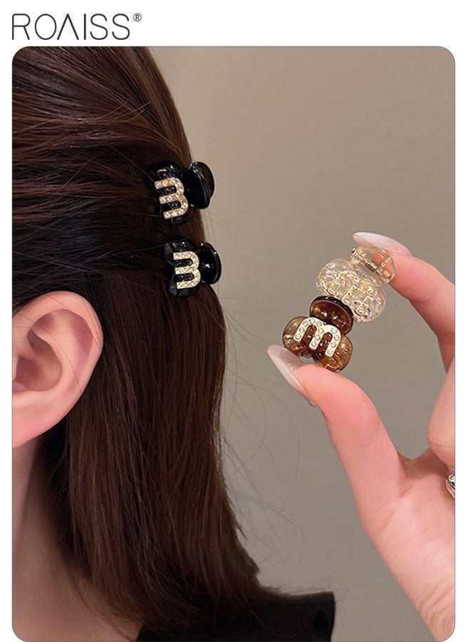 رويس 6 قطع مشابك شعر صغيرة مرصعة بأحجار الراين للنساء، مشابك شعر لامعة بأحرف، مشابك شعر قوية غير قابلة للانزلاق، مناسبة للشعر الكثيف والرفيع، إكسسوارات شعر أنيقة - Image 4