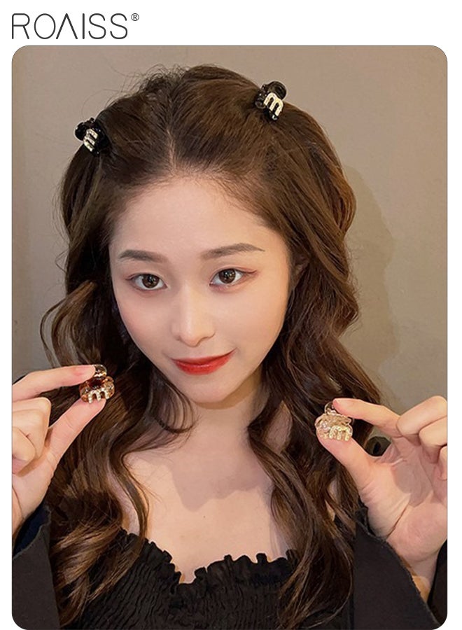 رويس 6 قطع مشابك شعر صغيرة مرصعة بأحجار الراين للنساء، مشابك شعر لامعة بأحرف، مشابك شعر قوية غير قابلة للانزلاق، مناسبة للشعر الكثيف والرفيع، إكسسوارات شعر أنيقة - Image 3