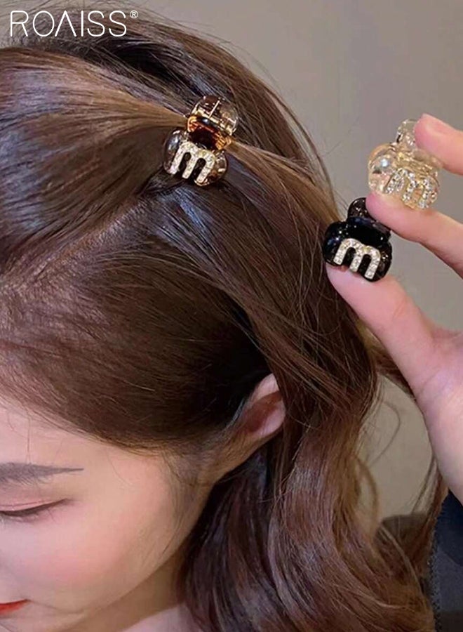 رويس 6 قطع مشابك شعر صغيرة مرصعة بأحجار الراين للنساء، مشابك شعر لامعة بأحرف، مشابك شعر قوية غير قابلة للانزلاق، مناسبة للشعر الكثيف والرفيع، إكسسوارات شعر أنيقة - Image 2