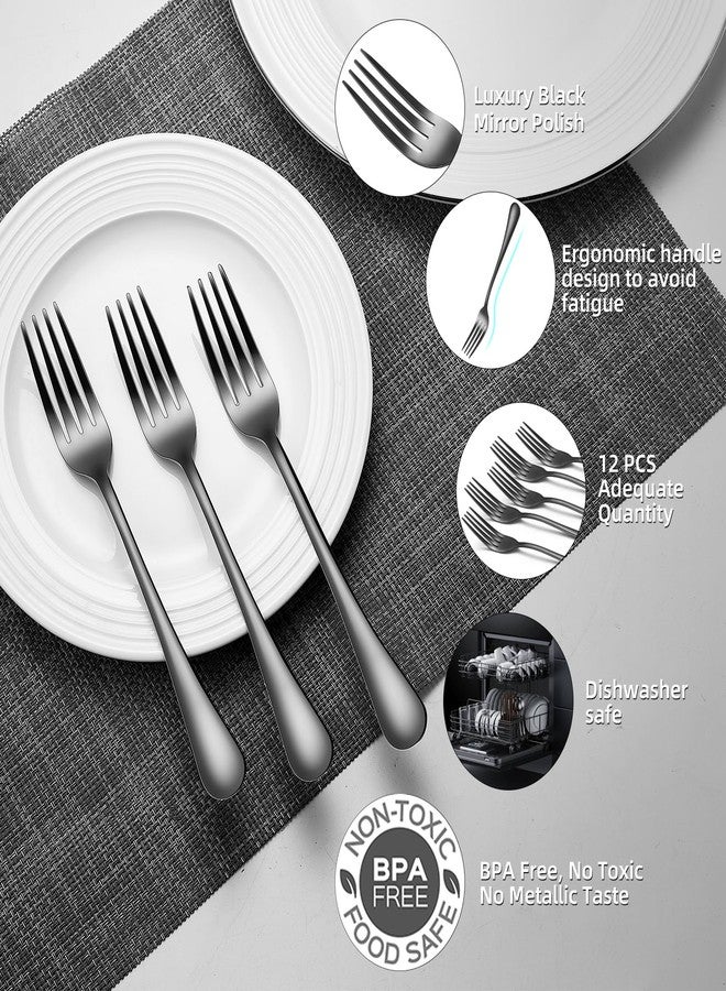 ITITT 12 Piece Black Dinner Forks - Image 3