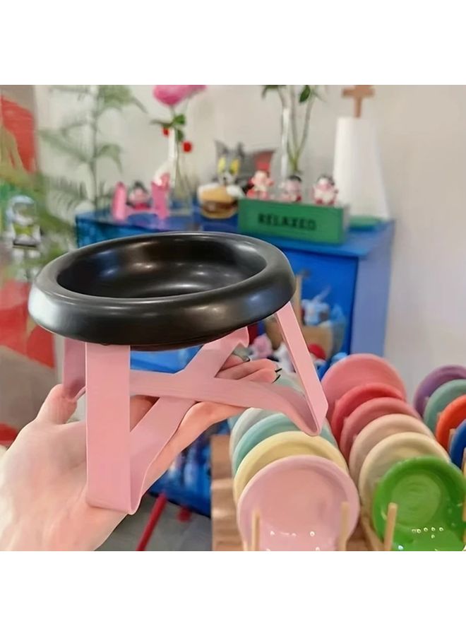 طبق طعام مزدوج لمكافحة الانسكاب للحيوانات الأليفة من بلاك بينك مع حامل داعم للرقبة و صحن - Image 1