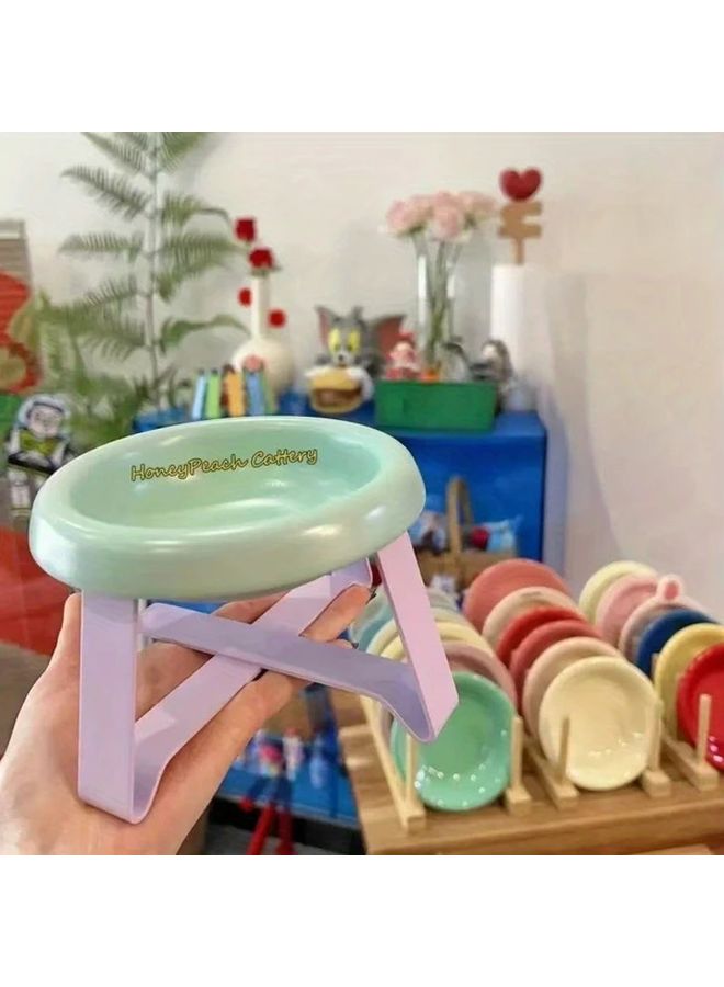 طبق طعام مزدوج لمكافحة الانسكاب للحيوانات الأليفة من بلاك بينك مع حامل داعم للرقبة و صحن - Image 3