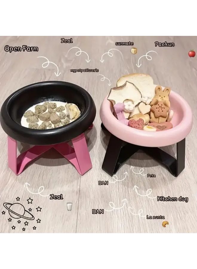 طبق طعام مزدوج لمكافحة الانسكاب للحيوانات الأليفة من بلاك بينك مع حامل داعم للرقبة و صحن - Image 2