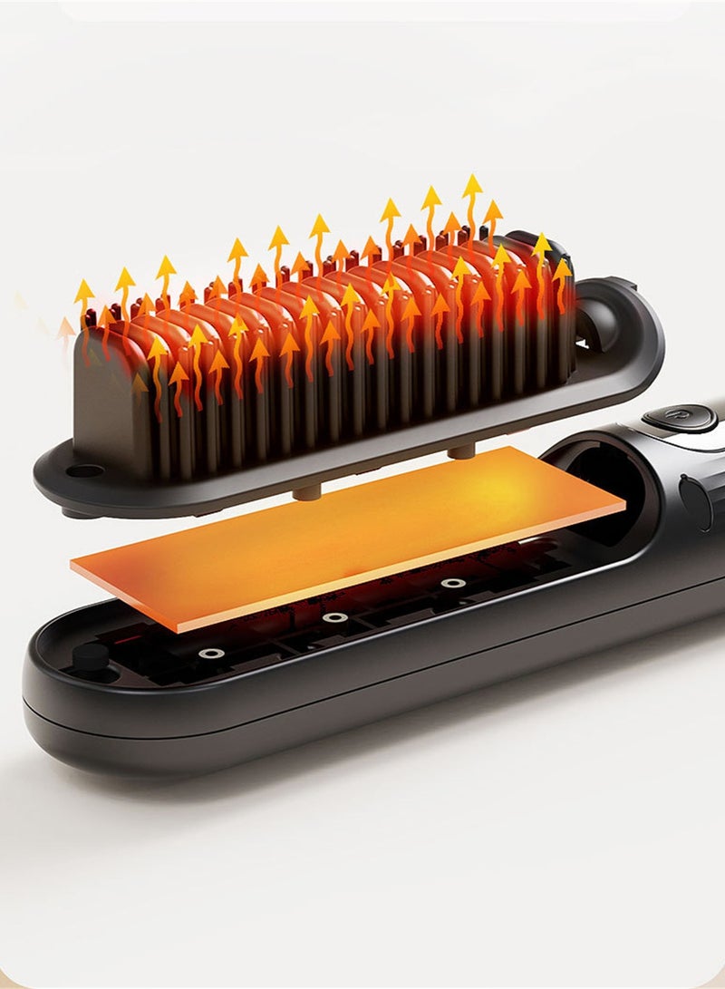 Cordless Hair Straightener Brush with 10 Million Negative Ions, USB-C Rechargeable, 4000mAh Battery, 4 Heat Settings, Fast Heating, Portable for Travel and Home Use, Sleek Black Design - Image 5