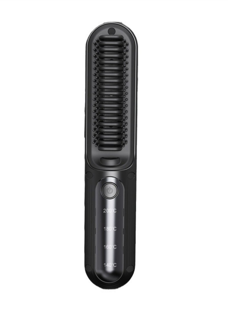 Cordless Hair Straightener Brush with 10 Million Negative Ions, USB-C Rechargeable, 4000mAh Battery, 4 Heat Settings, Fast Heating, Portable for Travel and Home Use, Sleek Black Design - Image 1