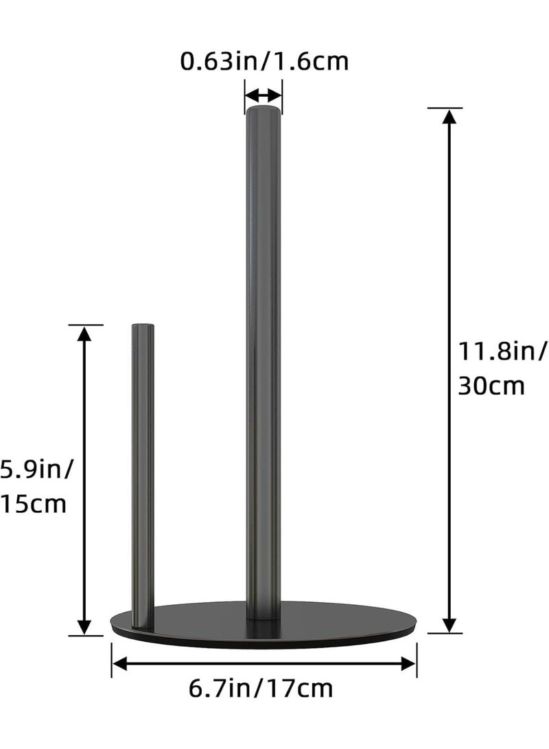 HZYH Fresh Film Holder, Tin Foil Holder, Kitchen Roll Holder, Stainless Steel Paper Towel Holder for Kitchen Roll Organization, Countertop Roll Dispenser with Weighted Base, Black - Image 2