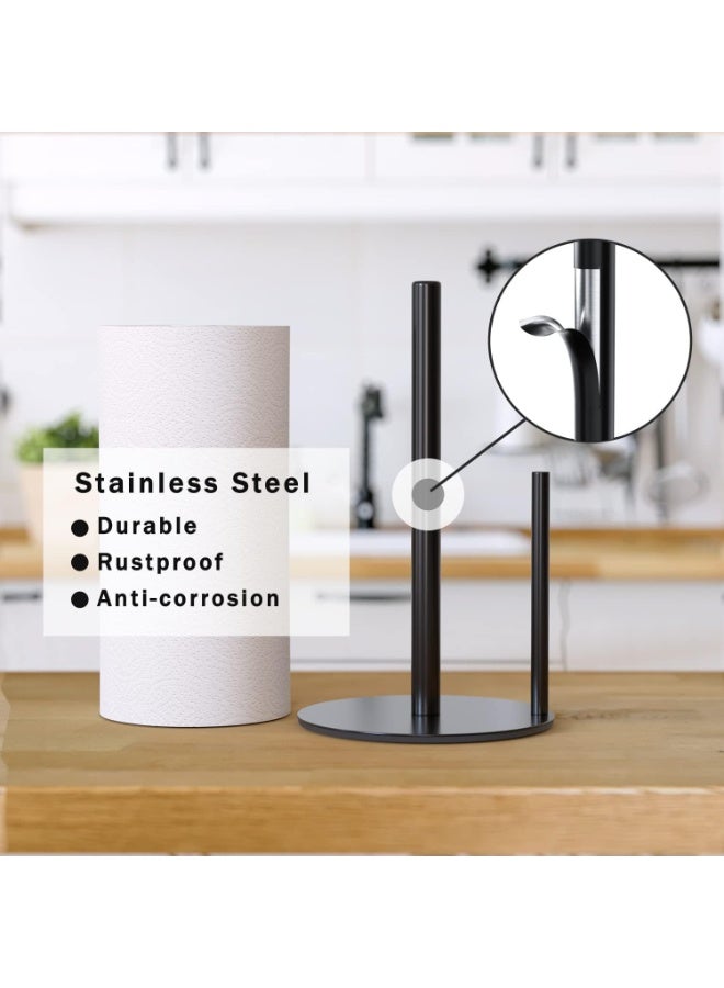 HZYH Fresh Film Holder, Tin Foil Holder, Kitchen Roll Holder, Stainless Steel Paper Towel Holder for Kitchen Roll Organization, Countertop Roll Dispenser with Weighted Base, Black - Image 4