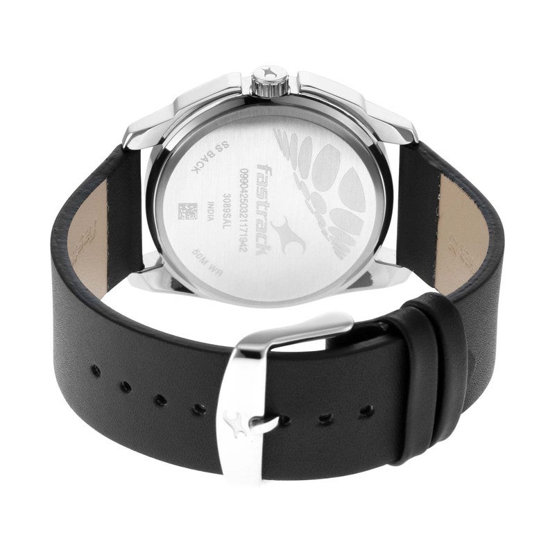 fastrack Men Silver Dial Analog Watch Premium Leather Strap Modern Classic Elegance Style 3089SL15 - Image 4