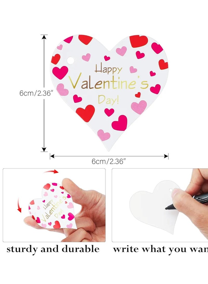 100Pcs Valentine Tags,Gift Tags with String,Happy Valentine's Day Tags,Heart Gift Tags,High-end Gold Foil Tags,Personalized Paper Gift Tags for Valentine's Day,Wedding Party Favors,Gift Wrap Tags - Image 1