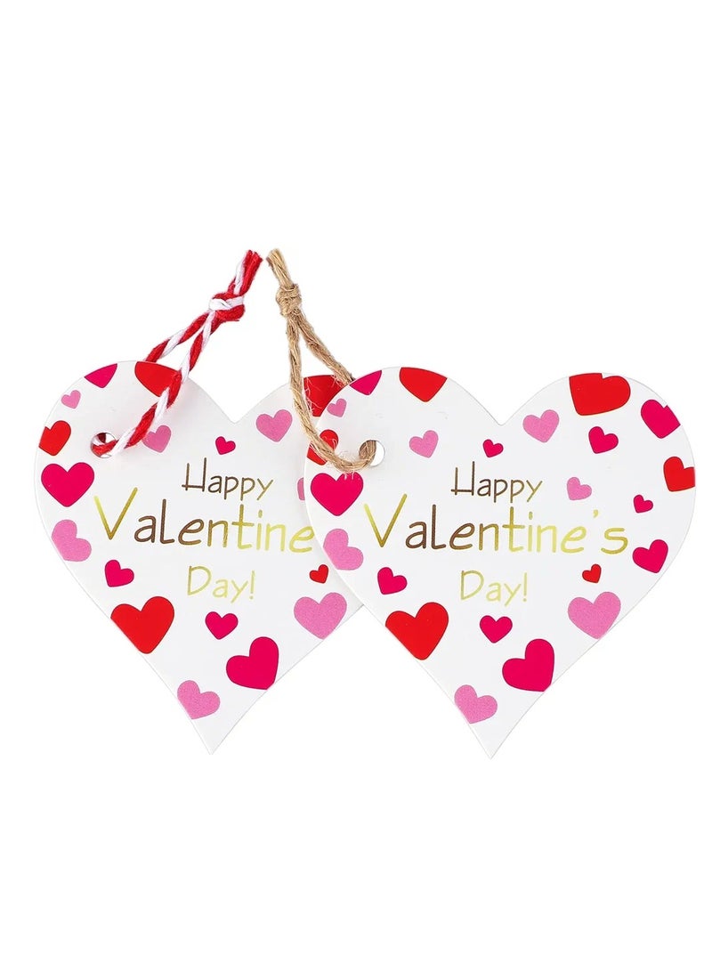 100Pcs Valentine Tags,Gift Tags with String,Happy Valentine's Day Tags,Heart Gift Tags,High-end Gold Foil Tags,Personalized Paper Gift Tags for Valentine's Day,Wedding Party Favors,Gift Wrap Tags - Image 2