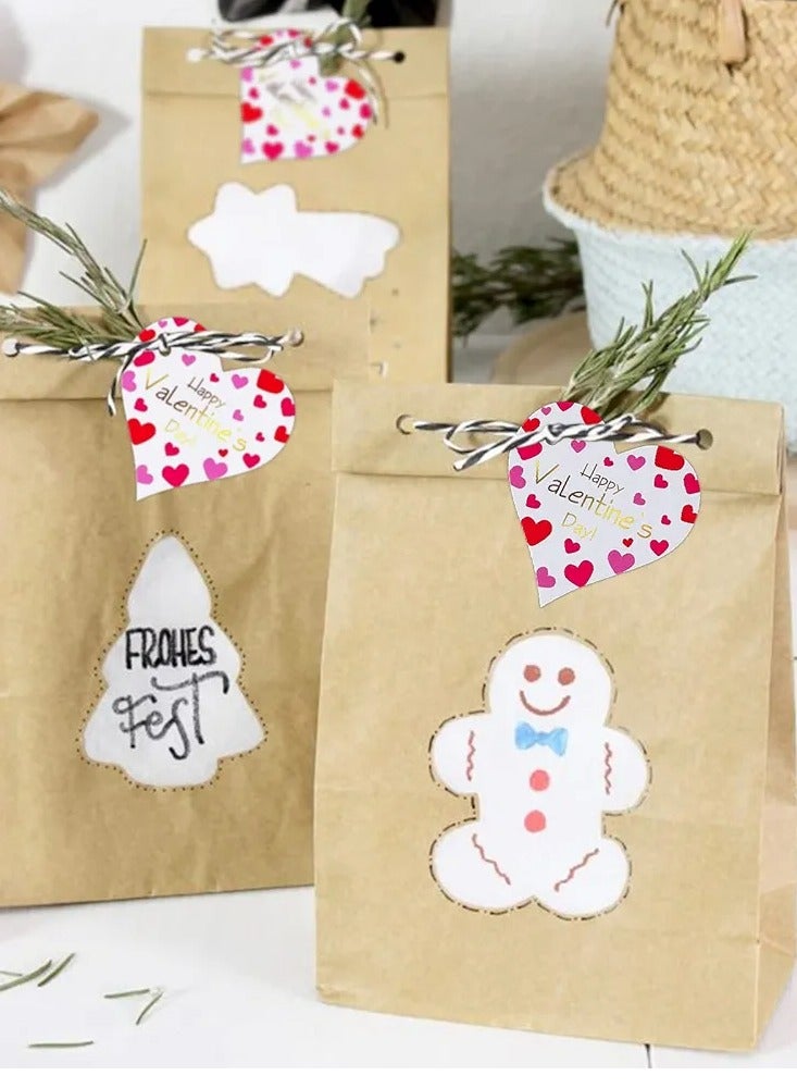 100Pcs Valentine Tags,Gift Tags with String,Happy Valentine's Day Tags,Heart Gift Tags,High-end Gold Foil Tags,Personalized Paper Gift Tags for Valentine's Day,Wedding Party Favors,Gift Wrap Tags - Image 3