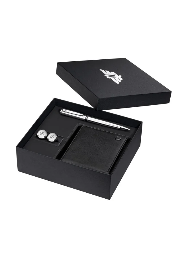 بوليس Zach Gold Pen and Black Cufflinks Set Box for Men's