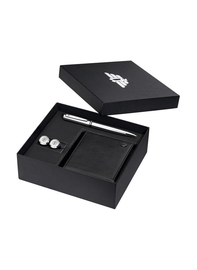 POLICE Zach Gold Pen and Black Cufflinks Set Box for Men's  - Image 1