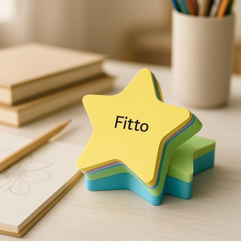 Fitto 100 Sheets Star Shaped Sticky Notes Assorted Colors for Office & School - Image 2