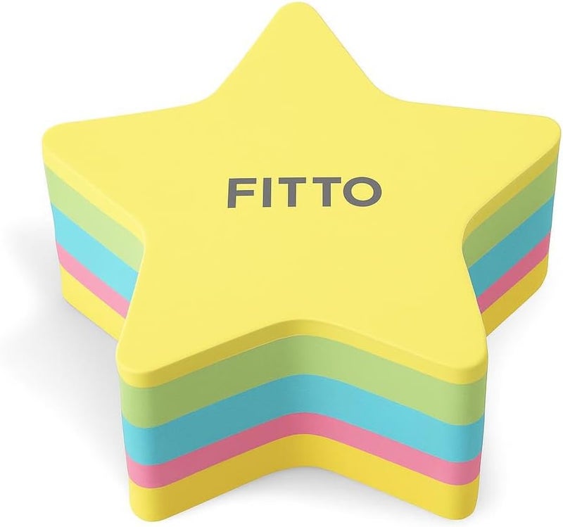 Fitto 100 Sheets Star Shaped Sticky Notes Assorted Colors for Office & School - Image 1