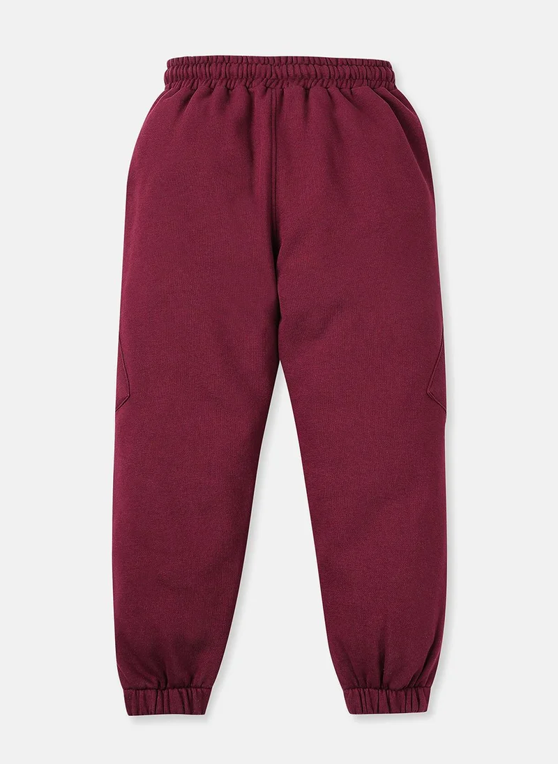 نوتيناتي Nautinati Boys Typography Print Fleece Cargo-Pocket Joggers In Maroon