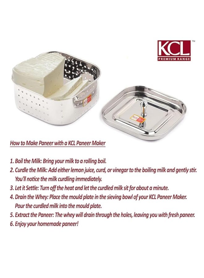 ك سي إل صانعة الجبن والتوفو من الفولاذ المقاوم للصدأ من KCL | مصفاة | قالب مربع الشكل | لتحضير جبن بانير منزلي مثالي | 500 مل - Image 2