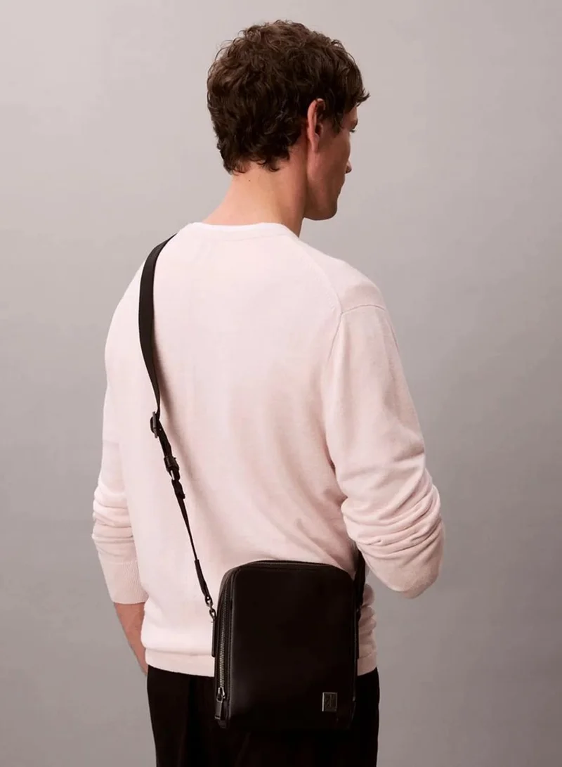 Calvin Klein Black Emblem Logo Textured Reporter Bag for Men | Best Price UAE