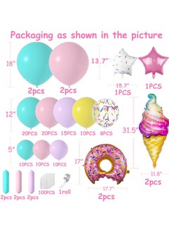 Mordely 119Pcs Donut Birthday Party Decorations Donut Balloon Garland Arch Kit Ice Cream Balloons Latex Balloon Set Baby Shower Sweet Donut Party Decorations Supplies  - Image 2