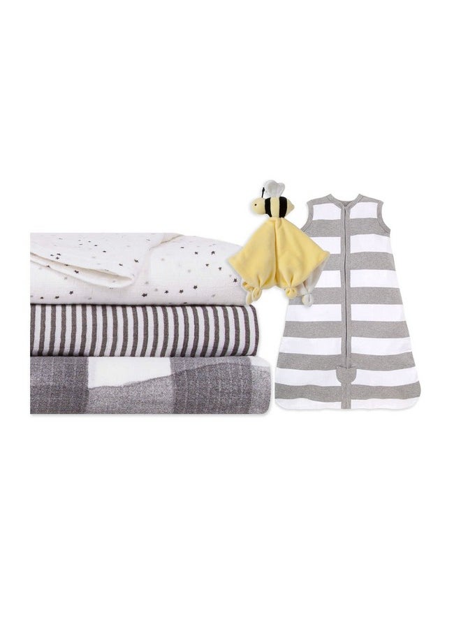 Burt's Bees Baby - Unisex Baby Gift Set Beekeeper Wearable Blanket 3Pack Muslin Swaddle Blankets & Plush Organic Cotton Essentials Bundle - Image 1