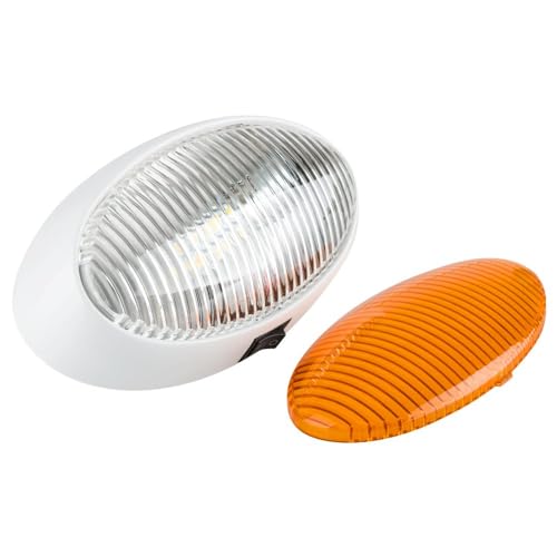 Lumitronics RV 12V LED Oval Porch Utility Light with OnOff Switch Clear  Amber Lenses For Motorhomes Campers Trailers 5th Wheels White