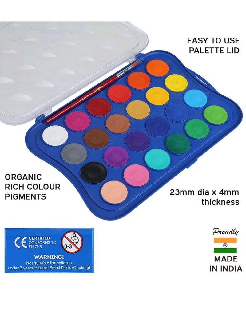 DOMS مجموعة كعكة الألوان المائية مع 24 لونًا وفرشاة طلاء واحدة - Image 2