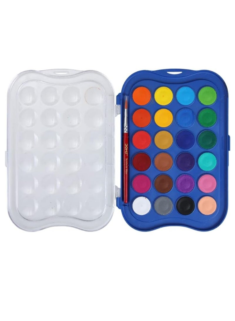 DOMS مجموعة كعكة الألوان المائية مع 24 لونًا وفرشاة طلاء واحدة - Image 4