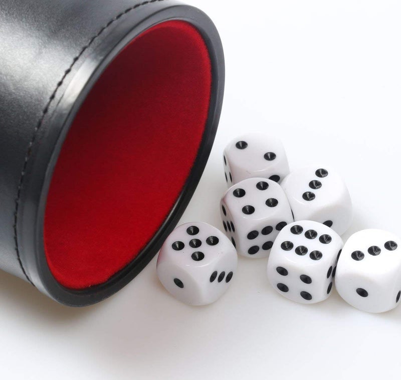 RERIVER RERIVER Felt Lined PU Leather Dice Cup Set with 6 Dot Dices (Black, Pack of 1)  - Image 4
