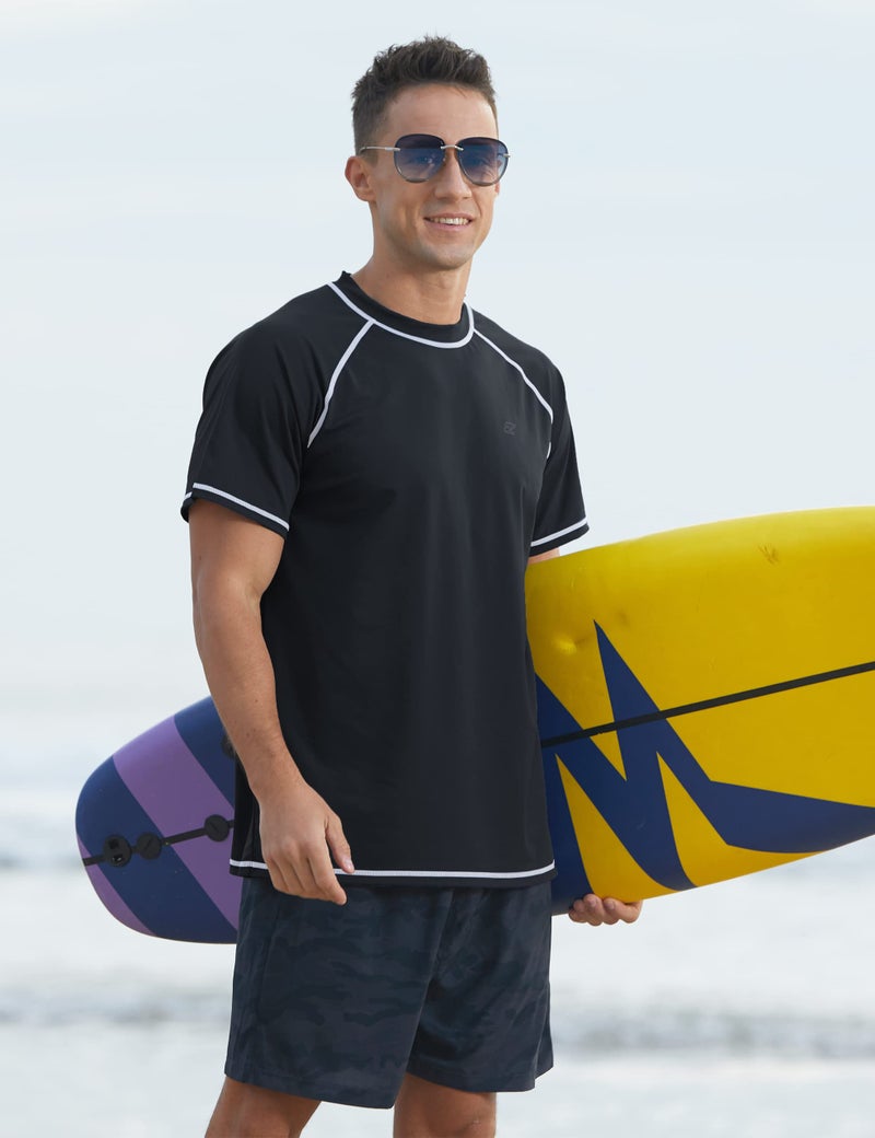 EZRUN Men's Swim Shirts Rash Guard UPF 50+ UV Sun Protection T-Shirt Quick Dry Fishing Beach T Shirts Short Sleeve(Black,3XL) - Image 5