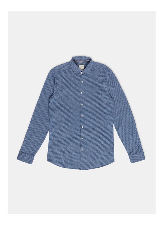 Olymp - Collared Neck Long Sleeve Checkered Shirt - Image 1