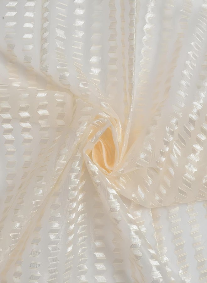 YUKANY Zig Zac Tissue Transparent Plain Net Sheer Door & Windows Grommets Curtains | Parda | Pack of 2 (Cream, 4 x 9 ft) - Image 3
